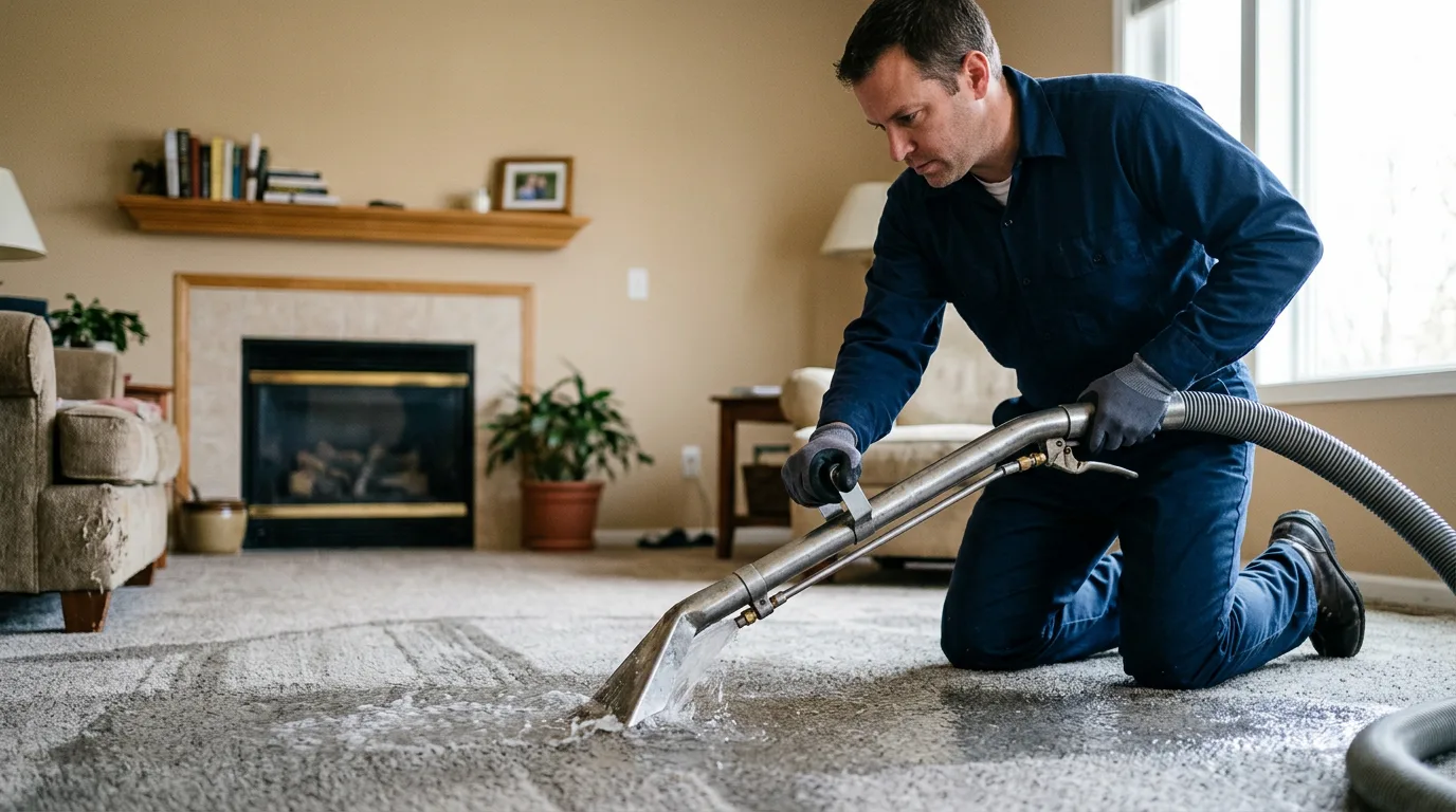 Water damage restoration technician working near Middlesex, NJ